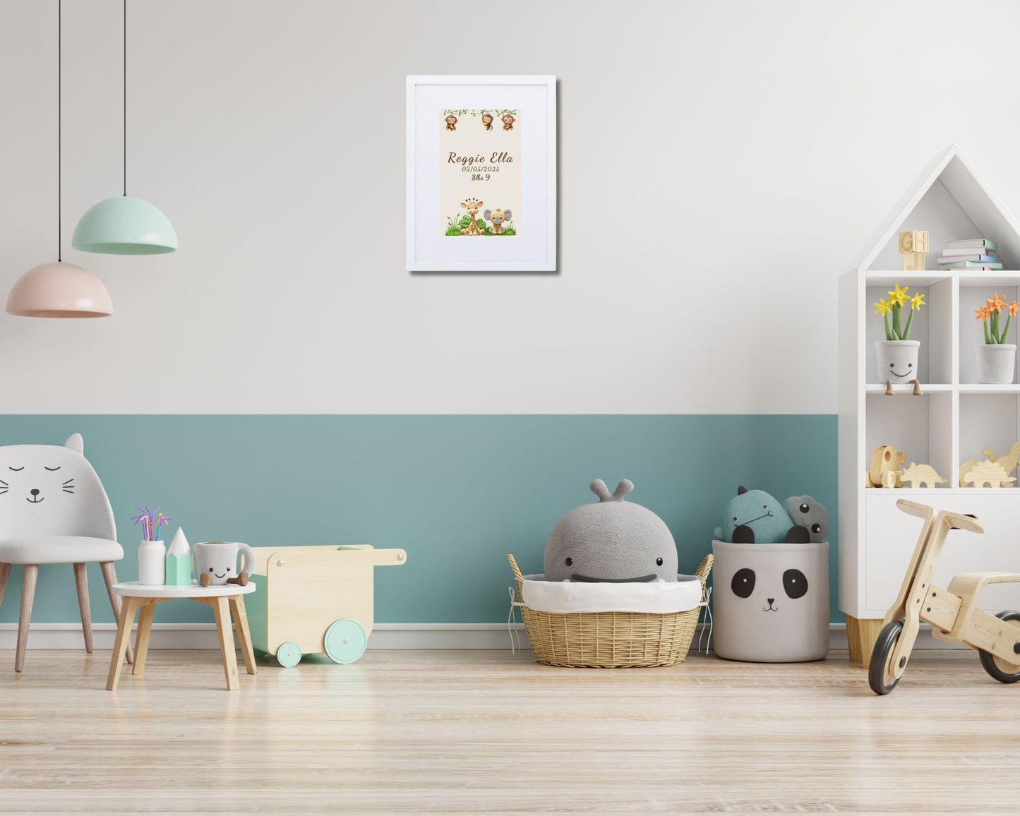 Personalized Baby Birth Stats Framed Print | Jungle Animal Keepsake | Free UK Shipping