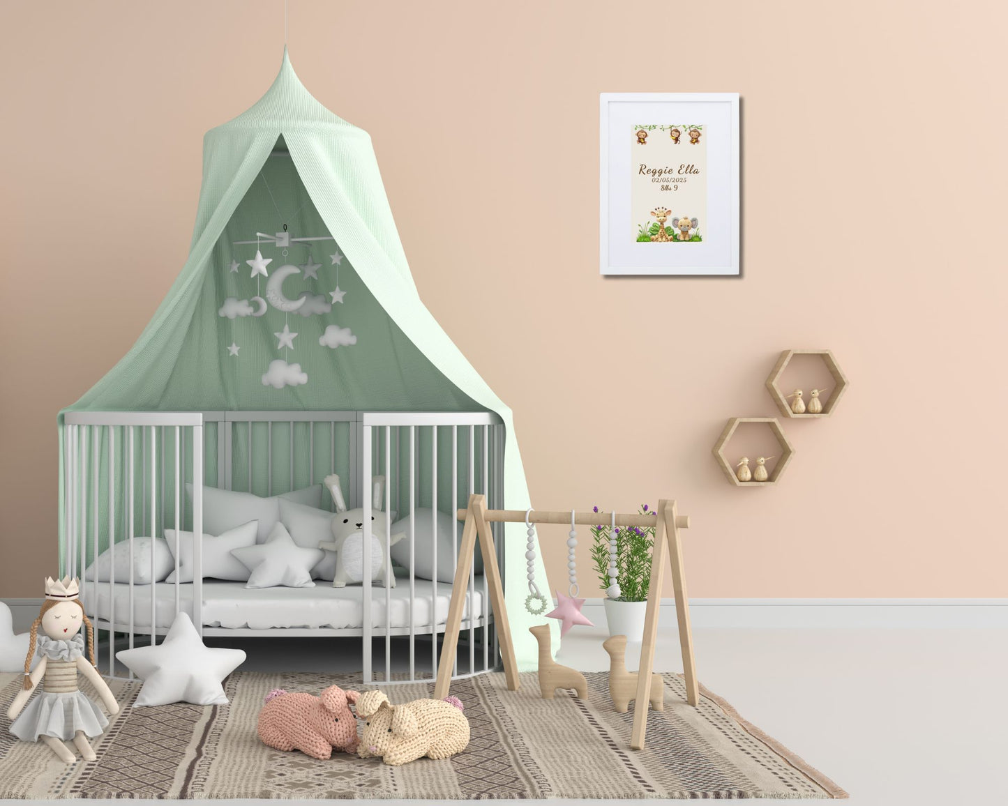 Personalized Baby Birth Stats Framed Print | Jungle Animal Keepsake | Free UK Shipping