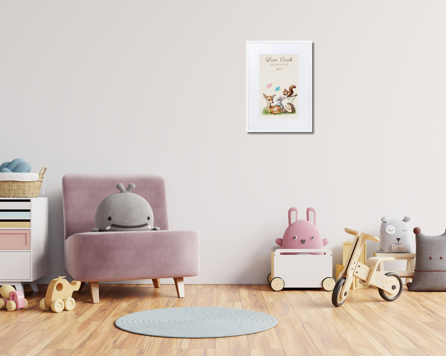 Personalized Woodland Animal Birth Stats Framed Print | New Baby Keepsake | Free UK Shipping