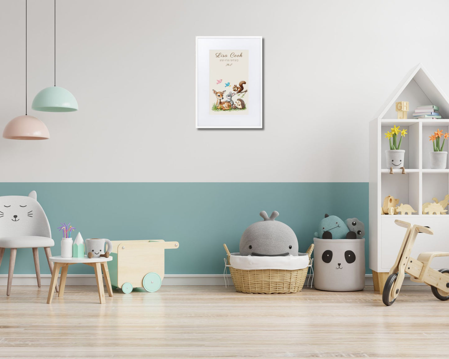 Personalized Woodland Animal Birth Stats Framed Print | New Baby Keepsake | Free UK Shipping