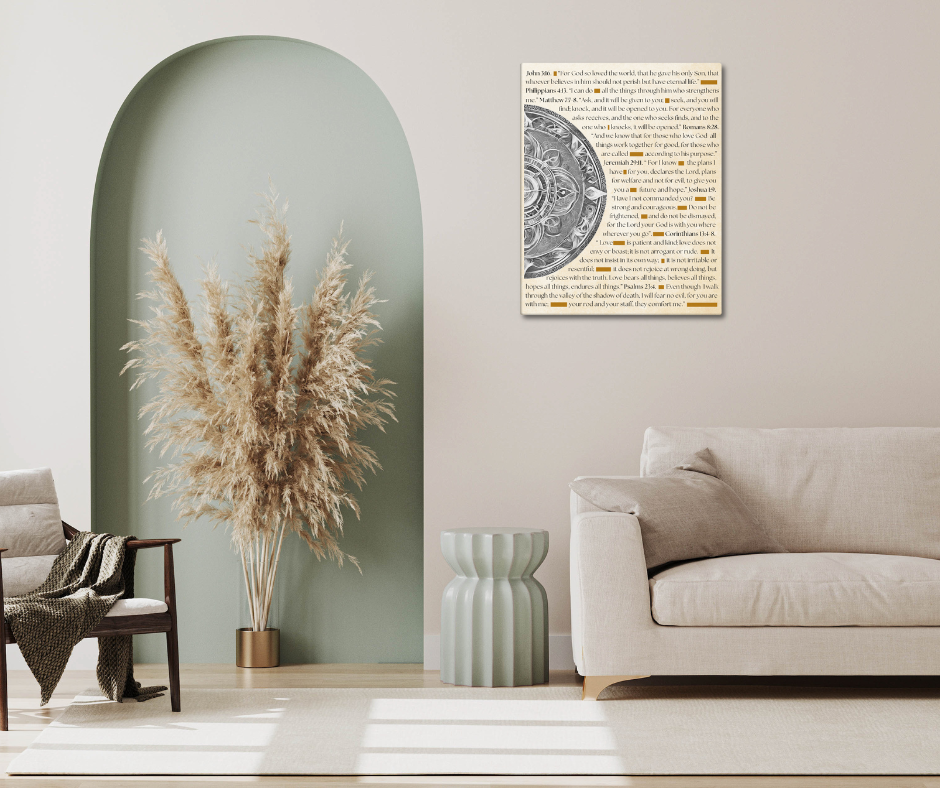 Canvas art featuring inspirational Bible verses with famous quotes in elegant typography, perfect for religious wall decor and spiritual inspiration