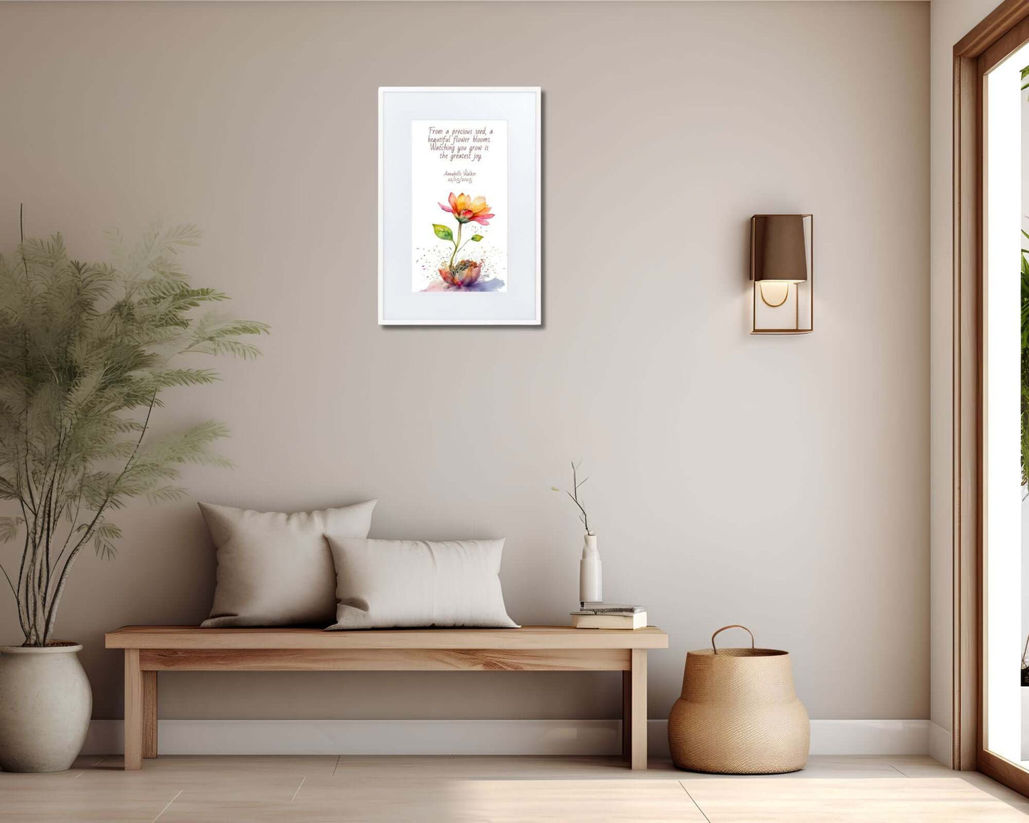 Personalised "{{product-type}}" with a flower design and the poem "{{title}}" for new parents.
