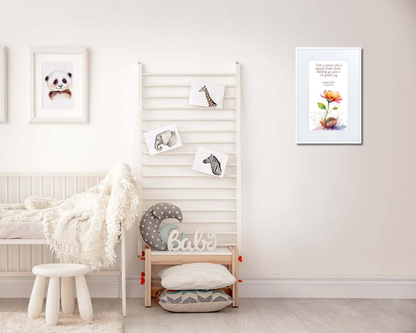 Personalised "{{product-type}}" with a flower design and the poem "{{title}}" for new parents.