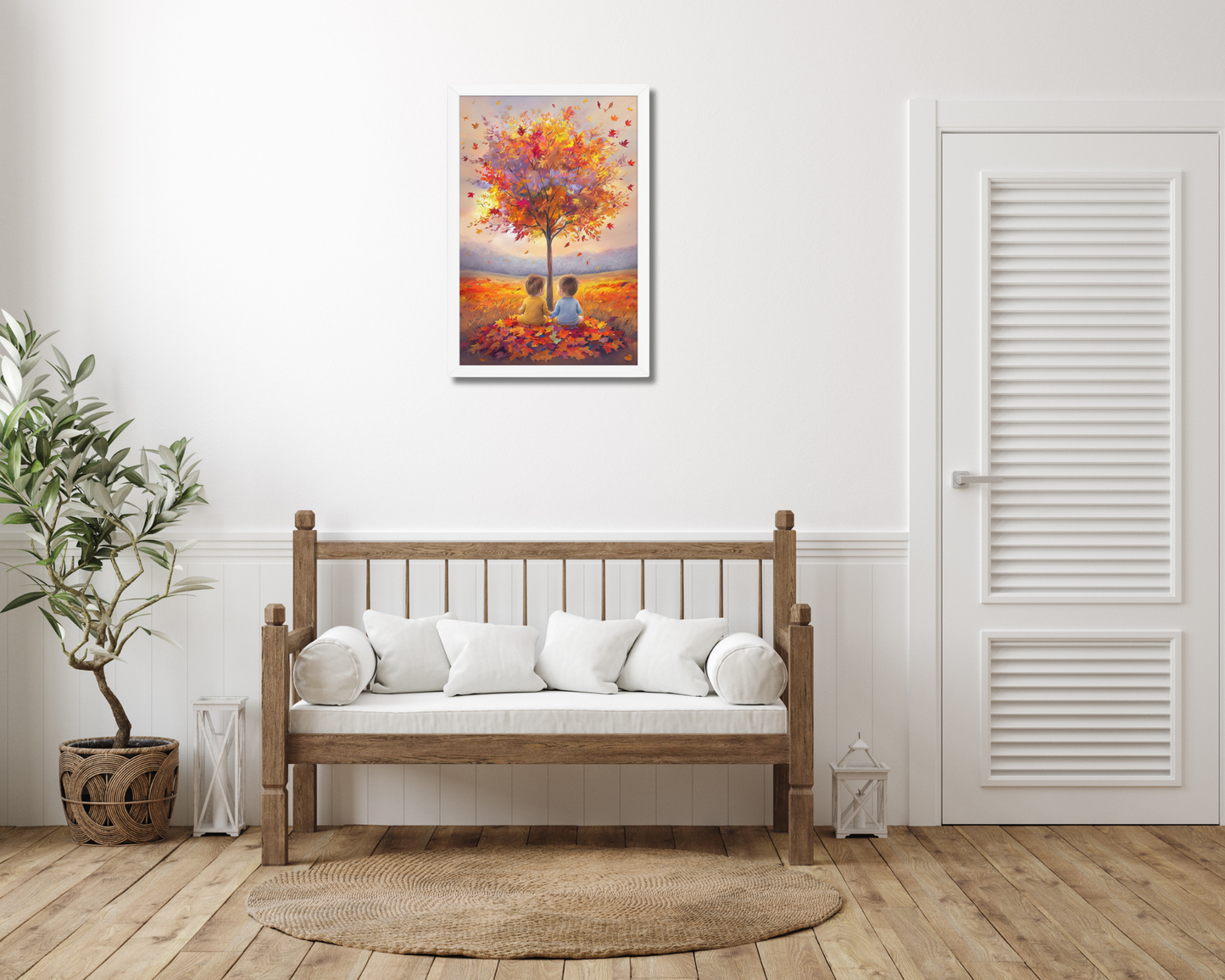 Celebrate the unique bond of twins with "Our Little Acorns," a heartwarming autumn-themed framed print. Perfect for nurseries or any family space, this art piece beautifully symbolizes growth, companionship, and the precious memories of childhood. A meaningful gift for twin parents.