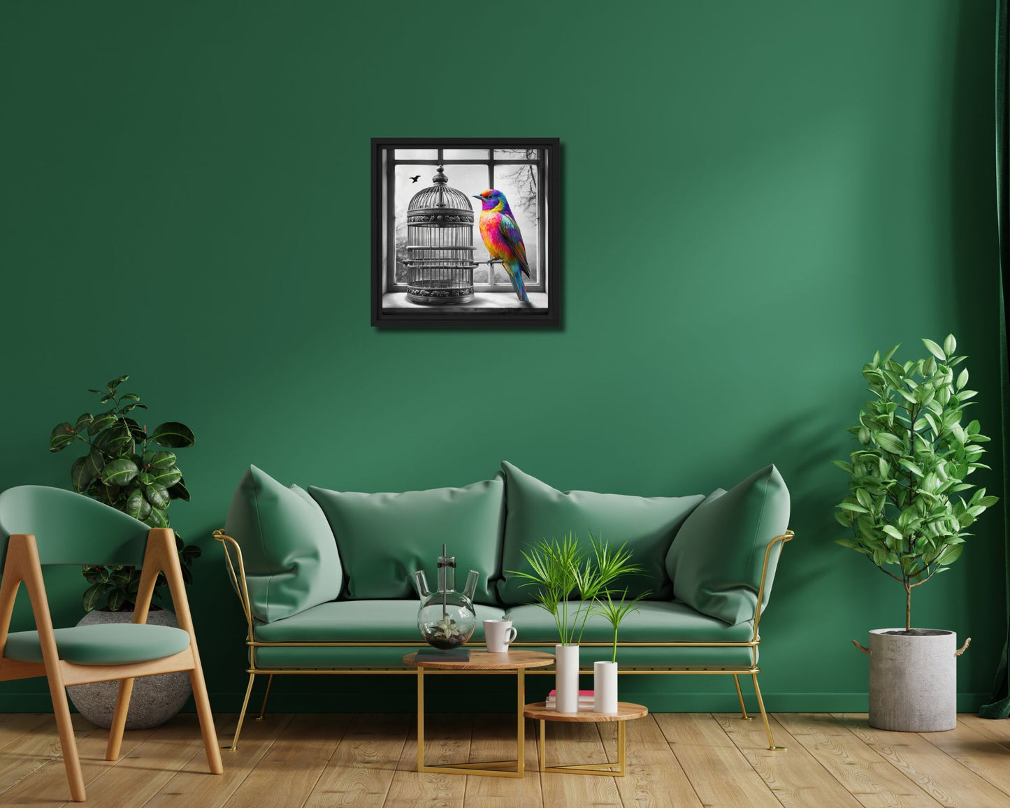 "Breaking Chains" Uncaged Spirit Rainbow Bird Framed Canvas Art | Hope & Freedom Wall Decor