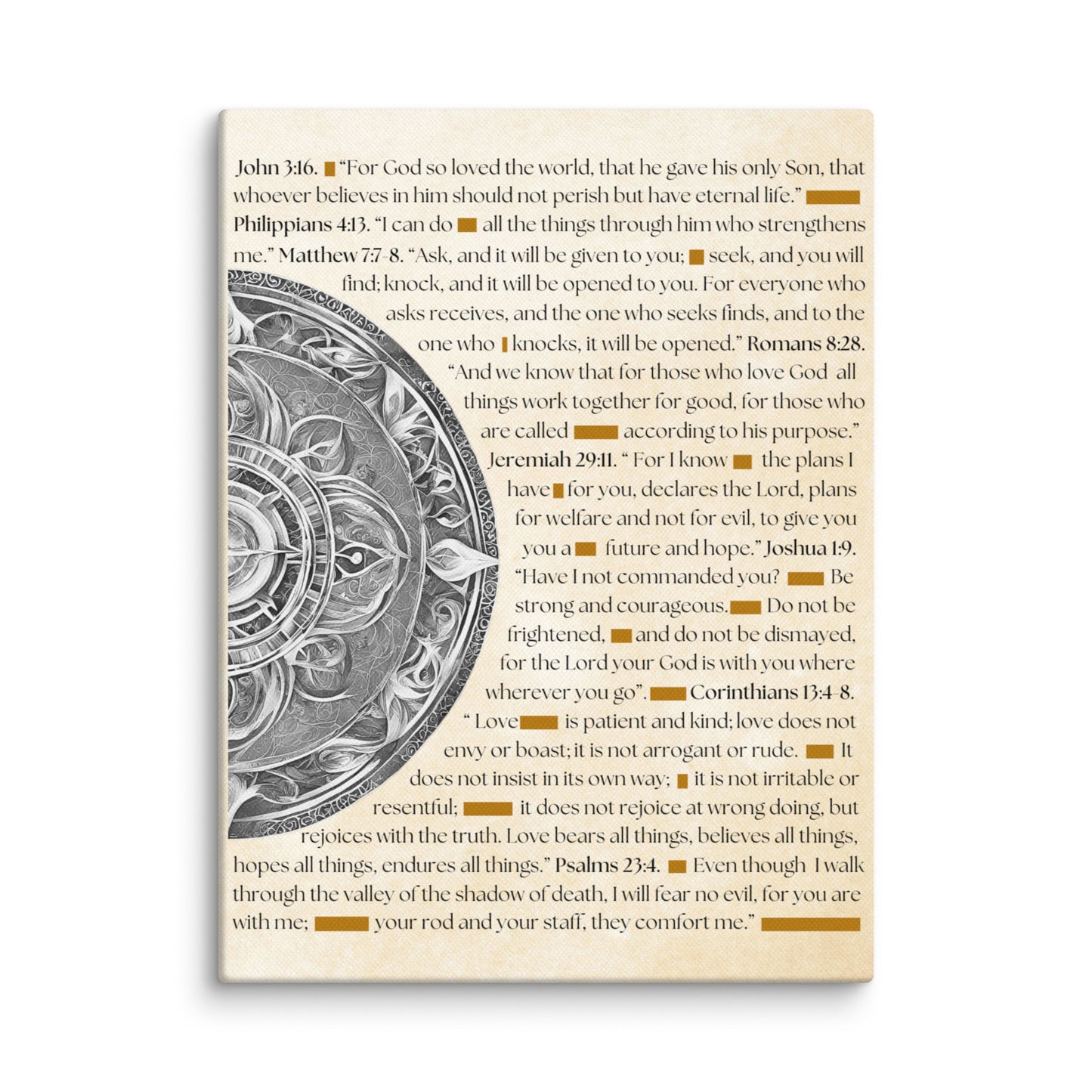 Canvas art featuring inspirational Bible verses with famous quotes in elegant typography, perfect for religious wall decor and spiritual inspiration