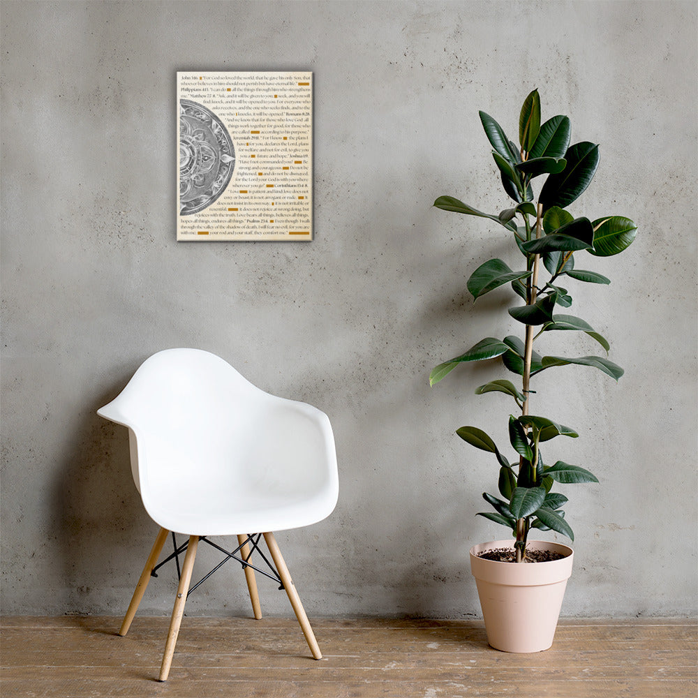 Canvas art featuring inspirational Bible verses with famous quotes in elegant typography, perfect for religious wall decor and spiritual inspiration