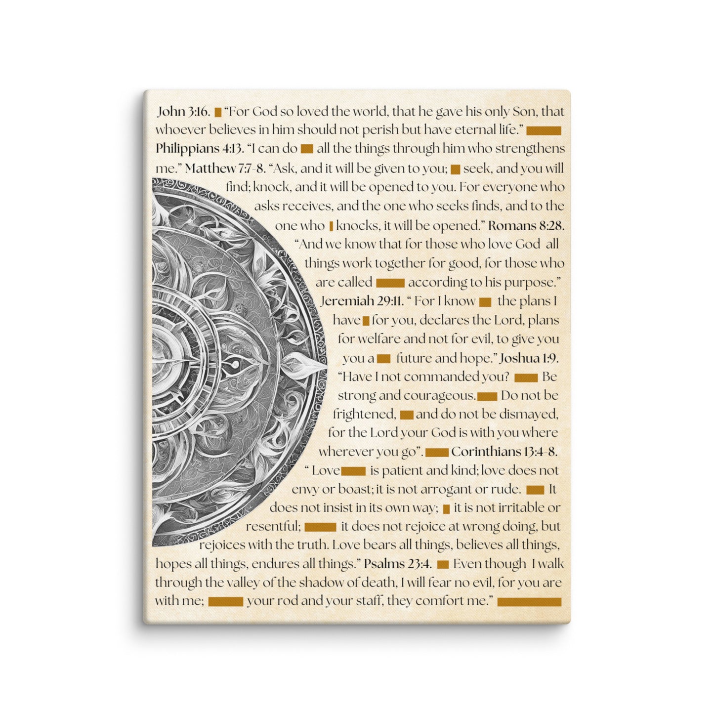 Canvas art featuring inspirational Bible verses with famous quotes in elegant typography, perfect for religious wall decor and spiritual inspiration