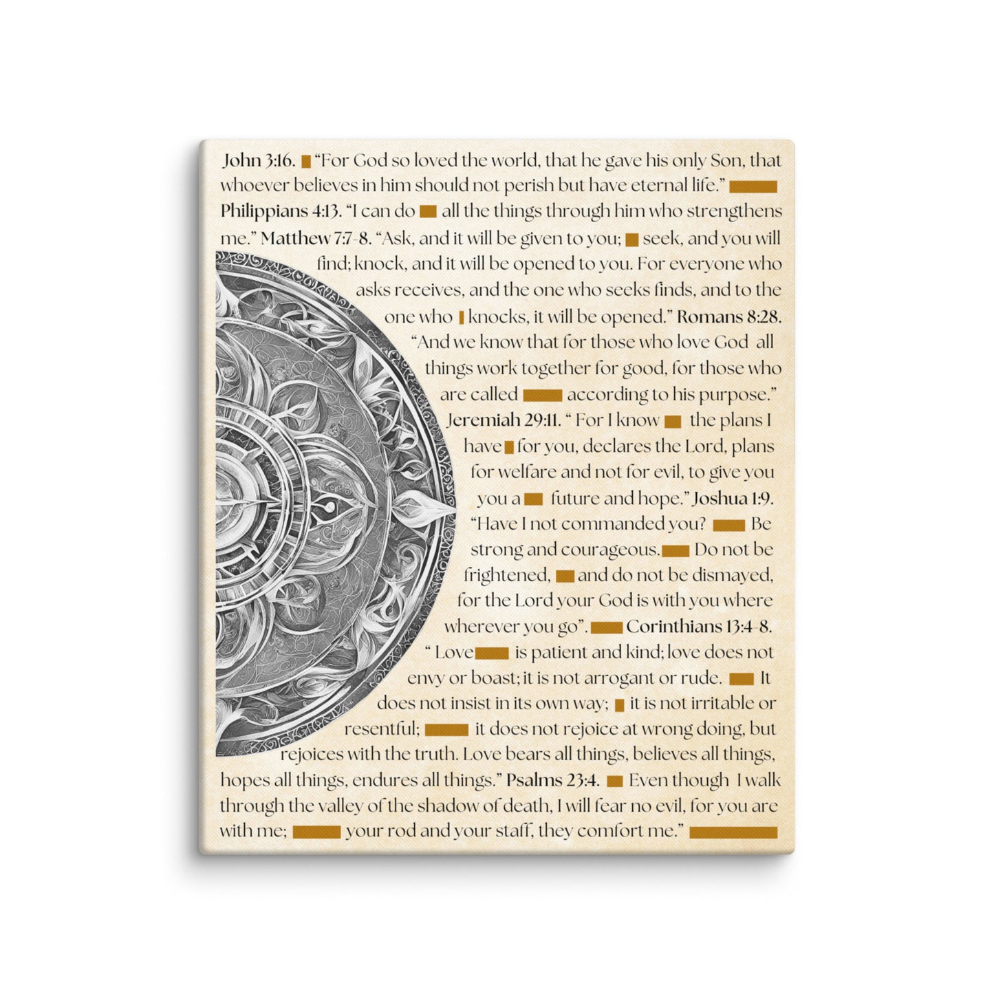 Canvas art featuring inspirational Bible verses with famous quotes in elegant typography, perfect for religious wall decor and spiritual inspiration