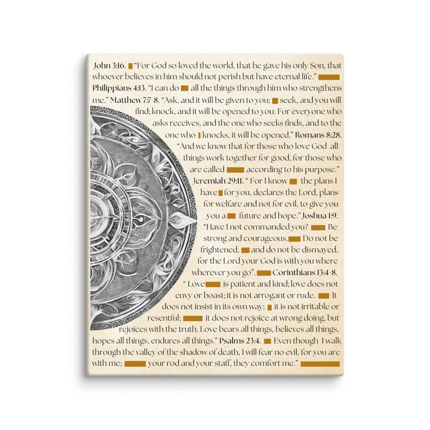 Canvas art featuring inspirational Bible verses with famous quotes in elegant typography, perfect for religious wall decor and spiritual inspiration