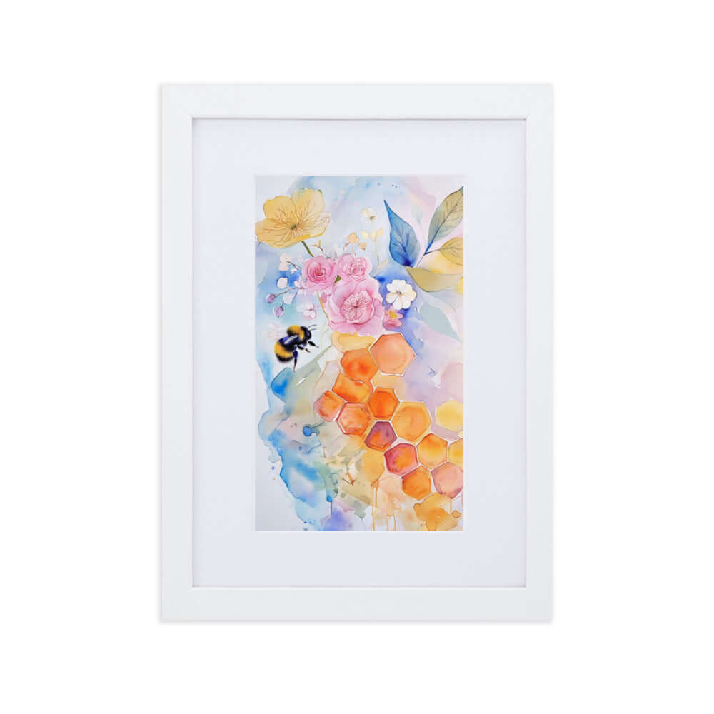 Framed "{{product-type}}" with abstract watercolour flowers in calm, pastel colors. The "{{title}}" design is perfect for creating a serene and joyful space.
