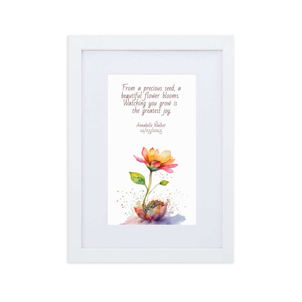 Personalised "{{product-type}}" with a flower design and the poem "{{title}}" for new parents.