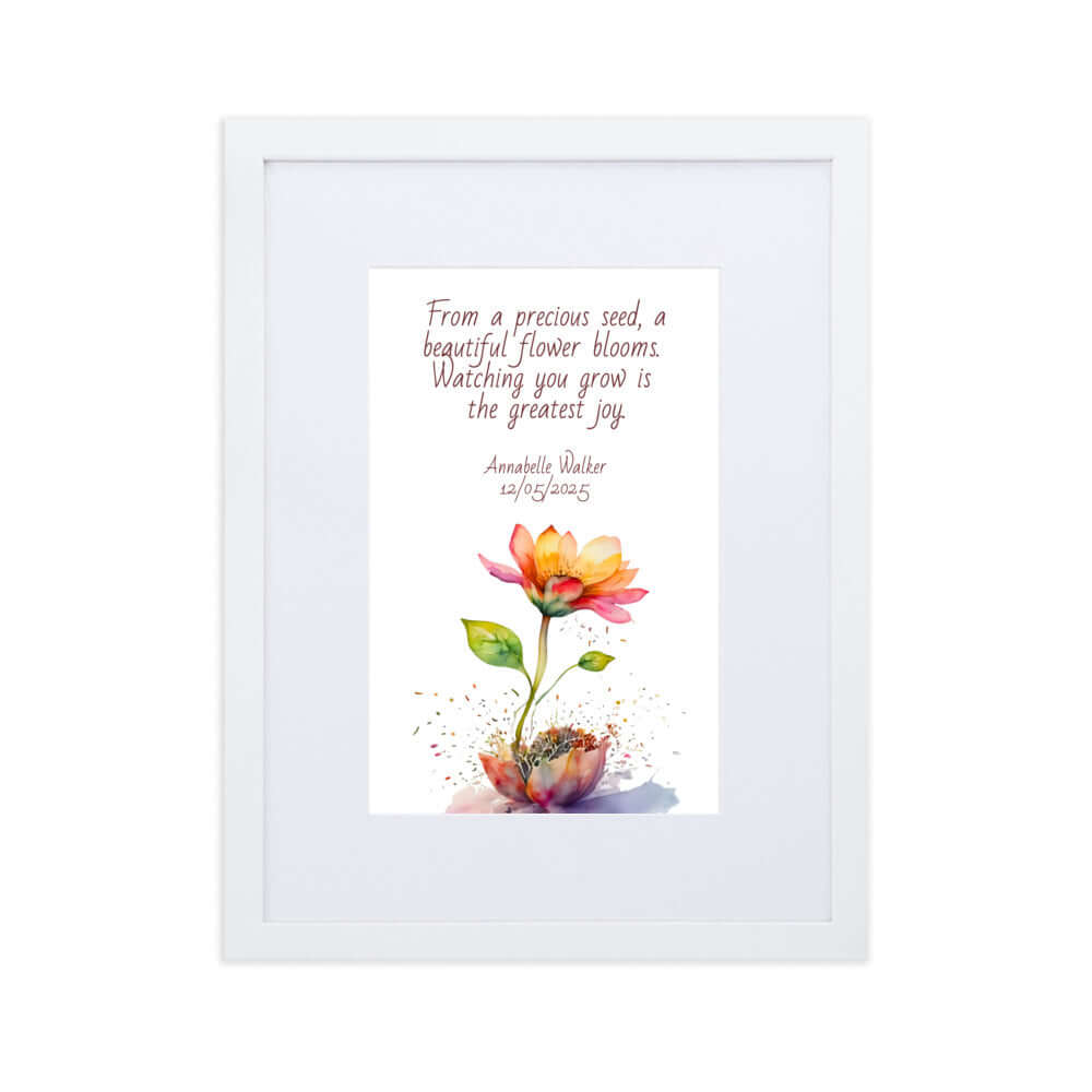 Personalised "{{product-type}}" with a flower design and the poem "{{title}}" for new parents.
