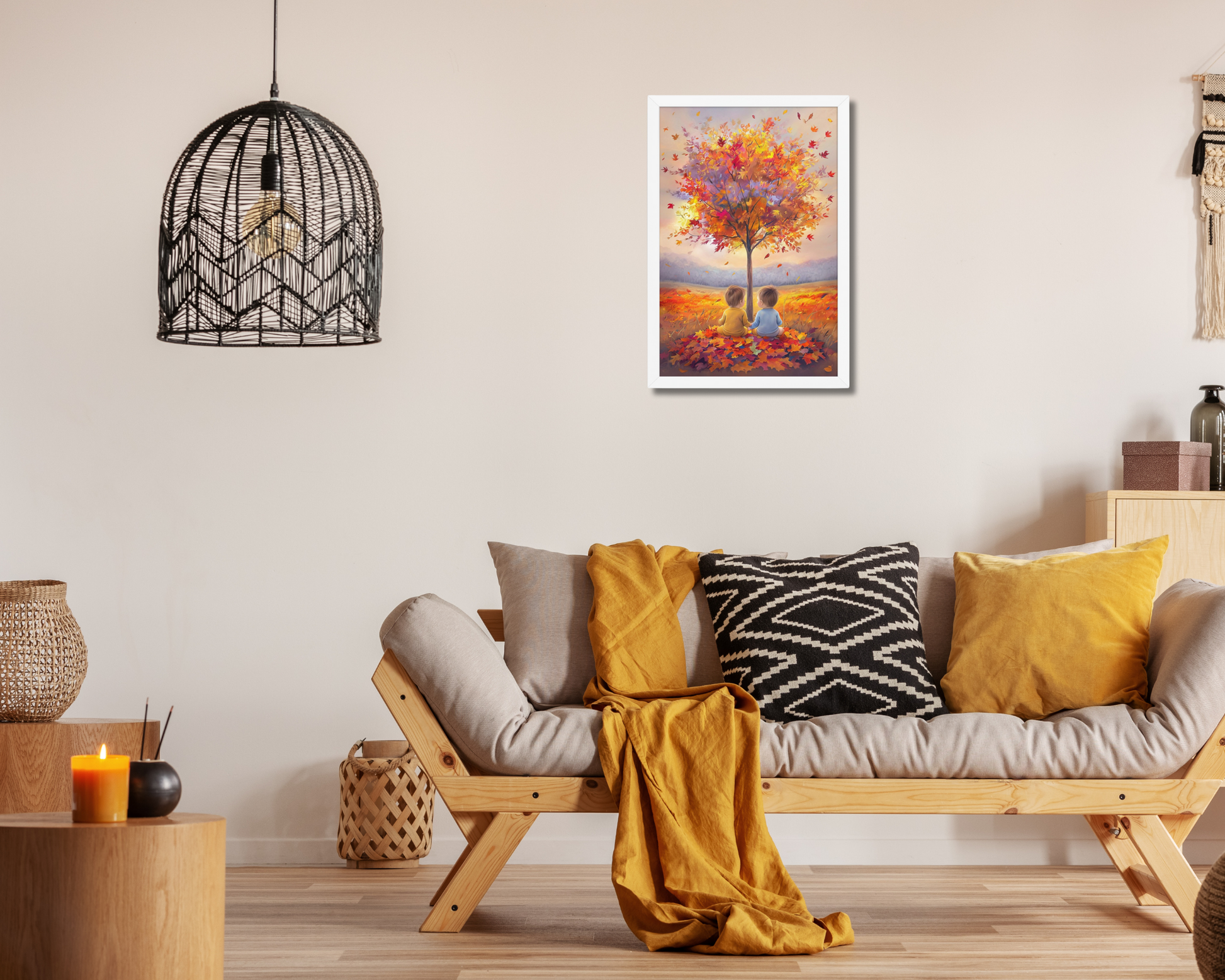 Celebrate the unique bond of twins with "Our Little Acorns," a heartwarming autumn-themed framed print. Perfect for nurseries or any family space, this art piece beautifully symbolizes growth, companionship, and the precious memories of childhood. A meaningful gift for twin parents.