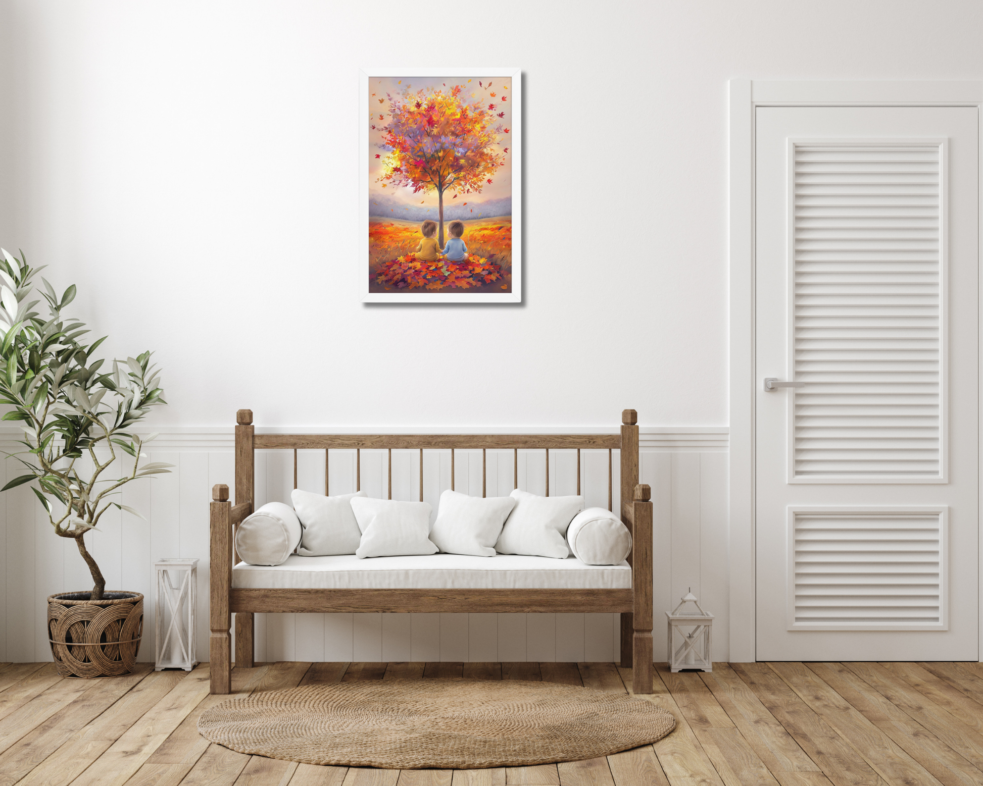 Celebrate the unique bond of twins with "Our Little Acorns," a heartwarming autumn-themed framed print. Perfect for nurseries or any family space, this art piece beautifully symbolizes growth, companionship, and the precious memories of childhood. A meaningful gift for twin parents.