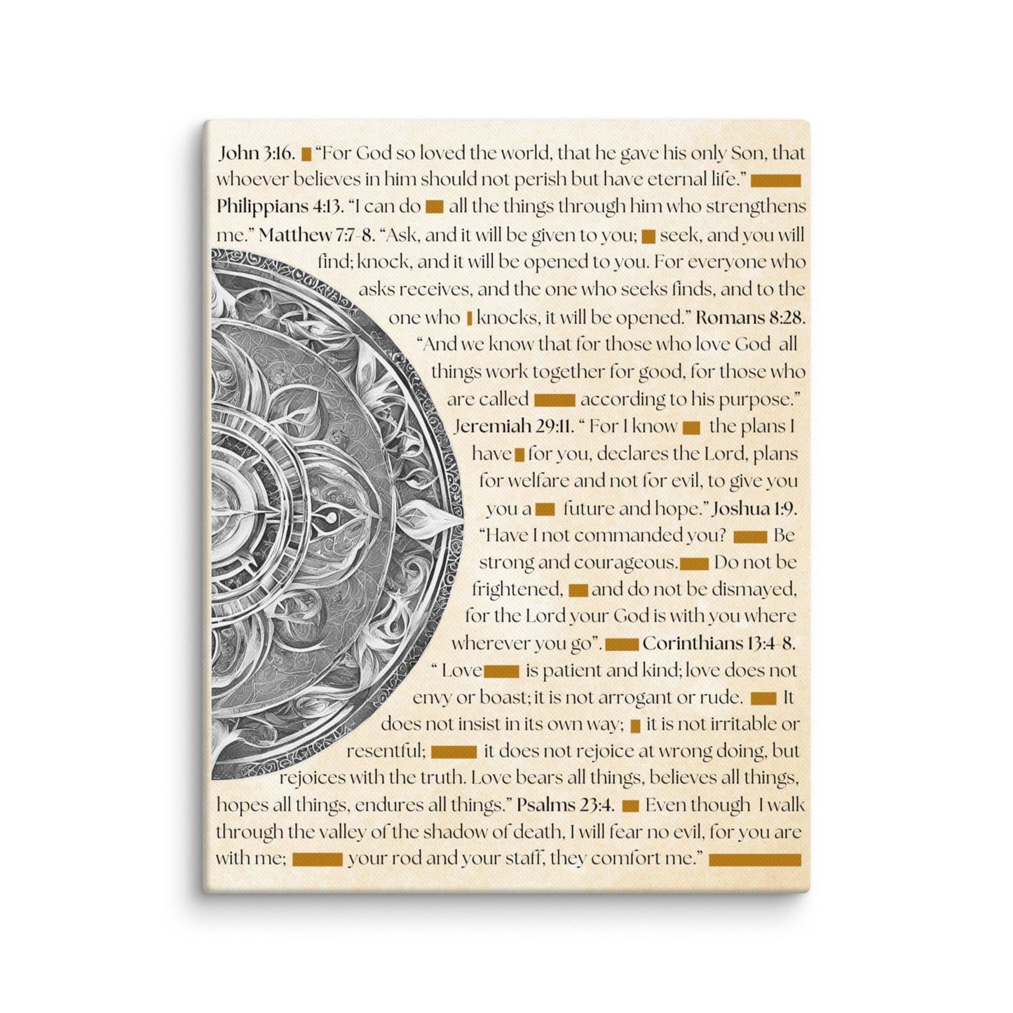 Canvas art featuring inspirational Bible verses with famous quotes in elegant typography, perfect for religious wall decor and spiritual inspiration