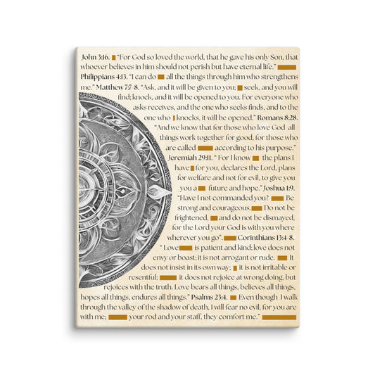 Canvas art featuring inspirational Bible verses with famous quotes in elegant typography, perfect for religious wall decor and spiritual inspiration