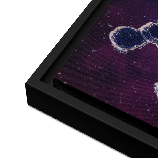 Black framed "{{product-type}}" featuring a mother's hand holding a baby's hand in a continuous line art drawing. The "{{title}}" design is a beautiful and personalised piece of emotional art.