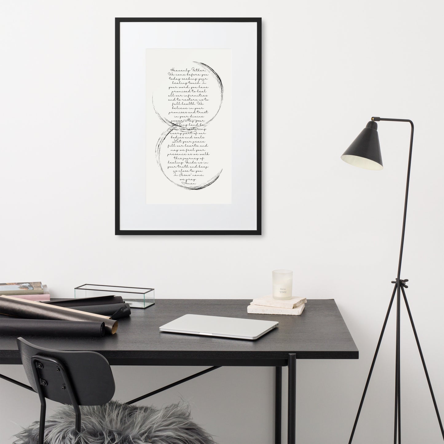 "Healing Words" Framed Art Print / Modern Wall Decor/ Peace & Self-Acceptance Wall Art