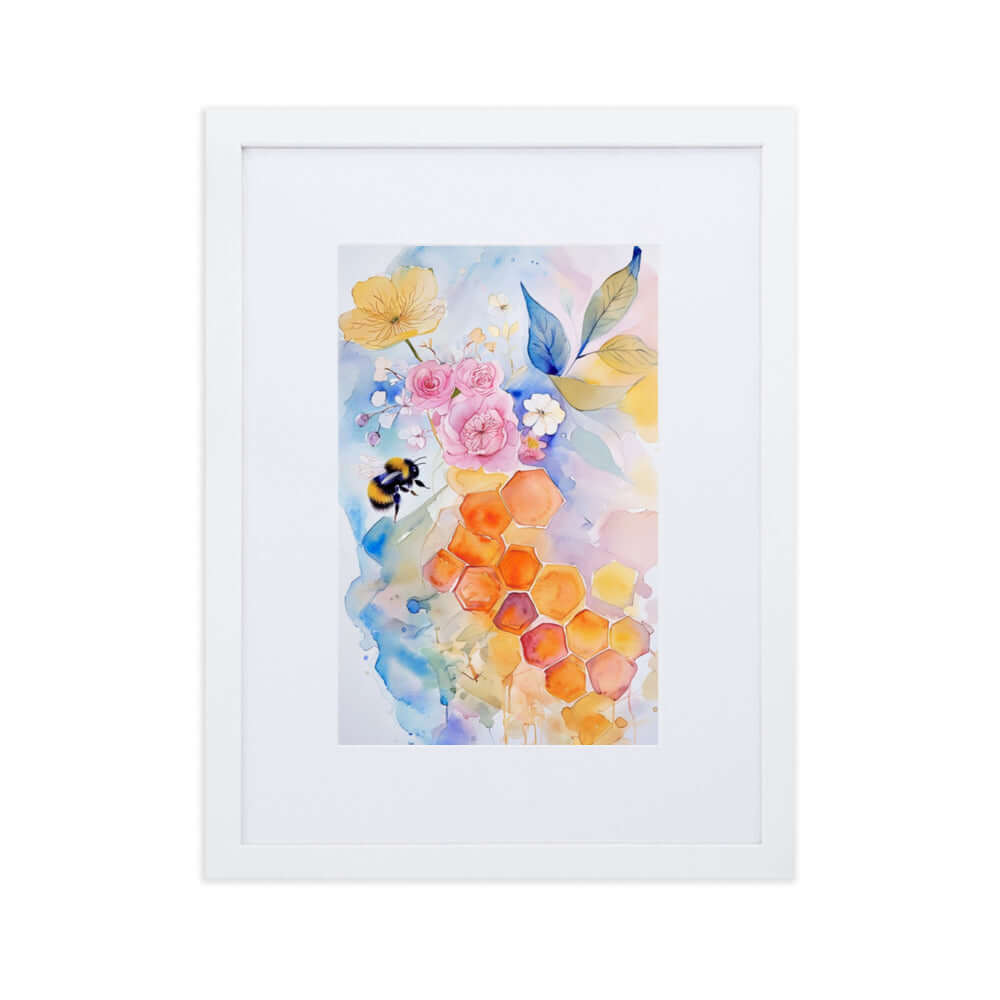 Framed "{{product-type}}" with abstract watercolour flowers in calm, pastel colors. The "{{title}}" design is perfect for creating a serene and joyful space.
